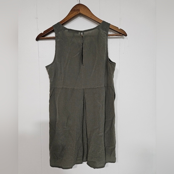 Nwt MADEWELL Olive Green "Sunbask" Silk Layered Keyhole Back Pleat Tank Top - Picture 6 of 6